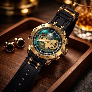 Invicta Gold and Green Chronograph Watch